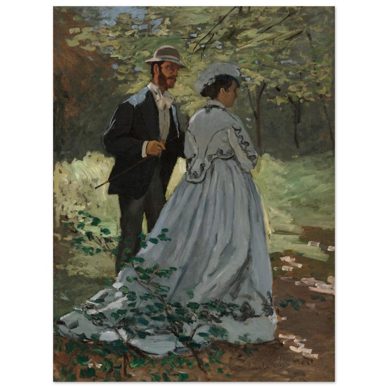 Monet Bazille Camille Print, Impressionist Woodland Wall Art, Framed Museum Poster image 1