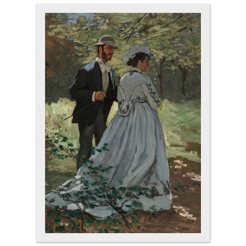 Monet Bazille Camille Print, Impressionist Woodland Wall Art, Framed Museum Poster image 2