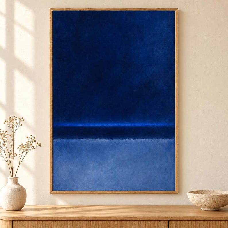 Deep Blue Abstract Art Print, Navy and Indigo Color Field Poster ...