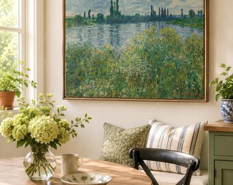 Monet Banks of the Seine Print, Vétheuil River Landscape Wall Art, French Impressionist Poster