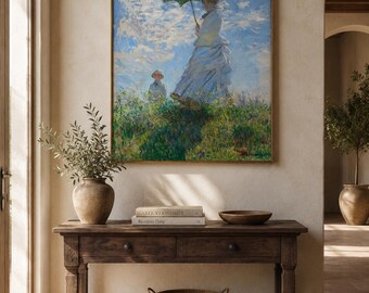 Monet Woman with Parasol Print, Madame Monet Son Wall Art, Impressionist Poster