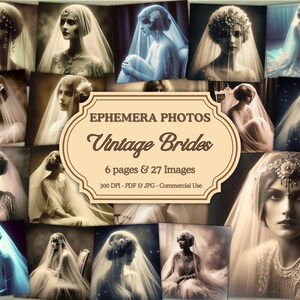 Photos vintage imprimables, belles mariées, pages de journal indésirable, éphémères de scrapbooking, kit de pages de journalisation indésirable numérique, téléchargement JPG PDF