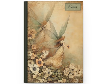 Diario de hadas personalizado, libreta floral vintage con nombre, diario forrado con un toque caprichoso, regalo natural para escritores, soñadores y fanáticos del género Fairycore.