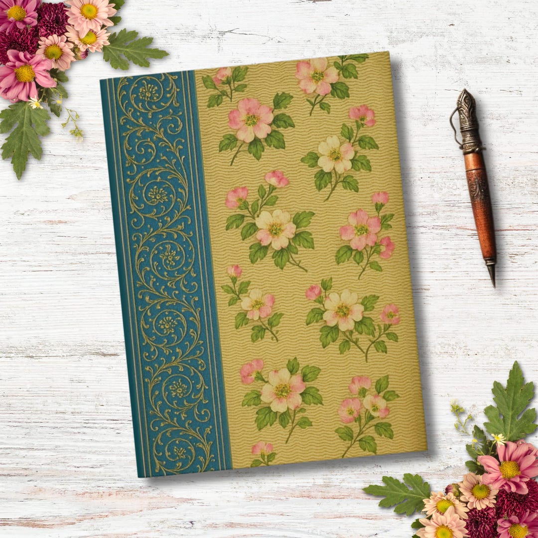 Elegant Vintage Floral Notebook, Nostalgic Victorian-style Lined ...