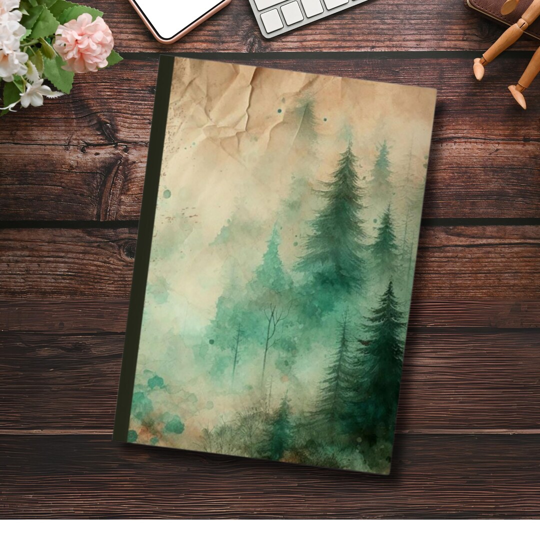 Rustic Notebook Style Vintage Style Watercolour Forest Aesthetic Hardcover Sketchbook, Nature ...