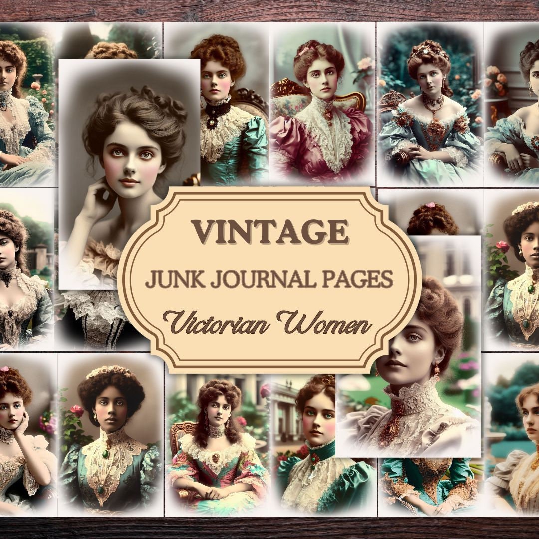 20 Victorian Women Junk Journal Pages Vintage Colorized Photo Printable ...