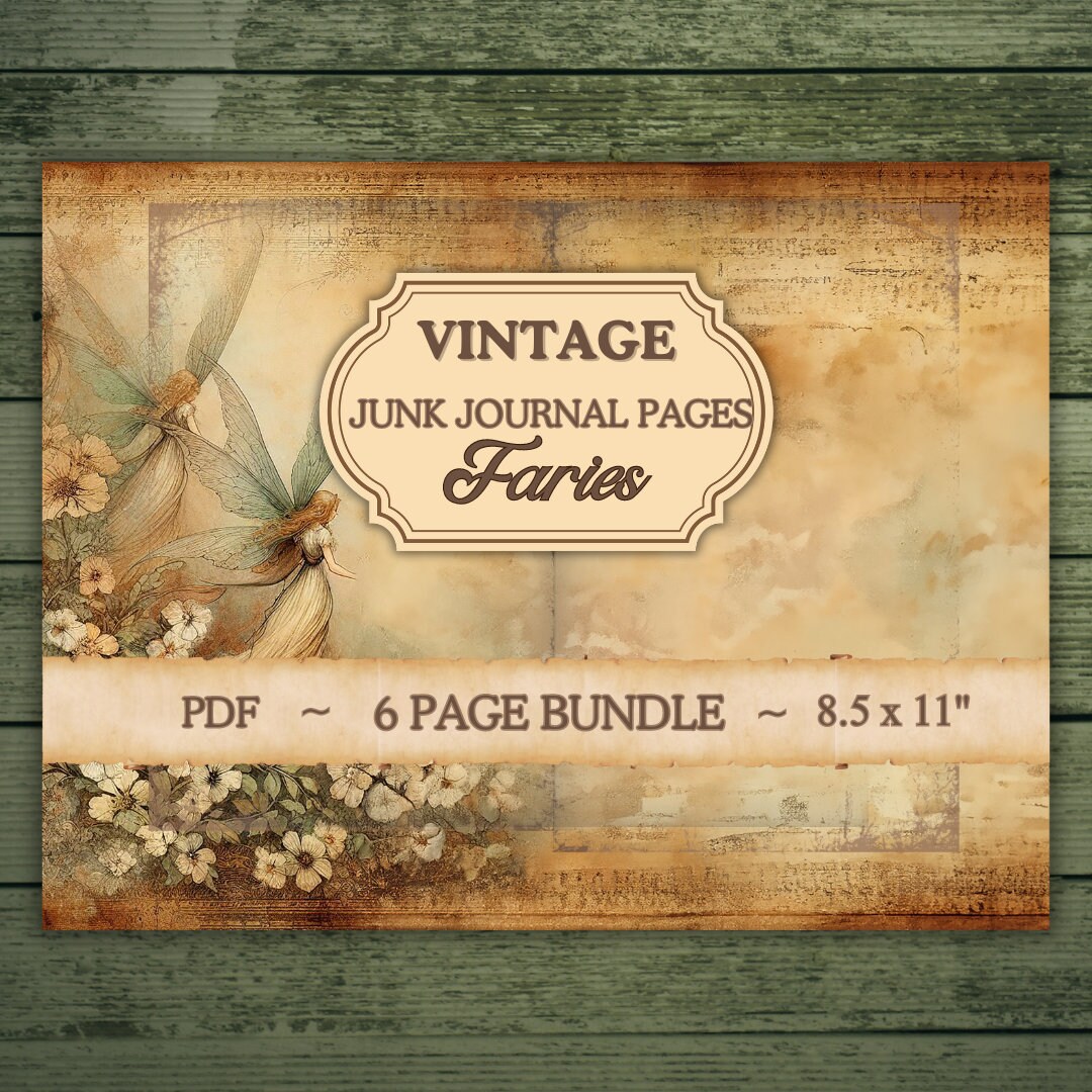Vintage Fairies 8.5 X 11" Aged Junk Journal Pages Printable Paper PDF ...