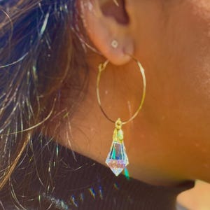 Sun catching Rainbow Prism Hoops-Icicle