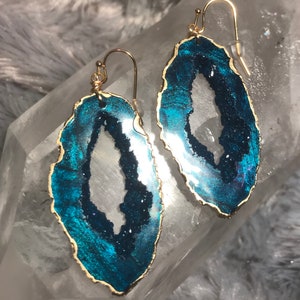 Custom Geode Ohrringe/Achat Geo Druzy Leichte Statement Ohrringe Handgemacht Einzigartiges Festival Boho