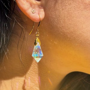 Sun catching Rainbow Prism Earrings- Icicle Teardrop Chandelier Crystal