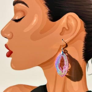 Lightweight Pink Holographic Geode Inspired Earrings