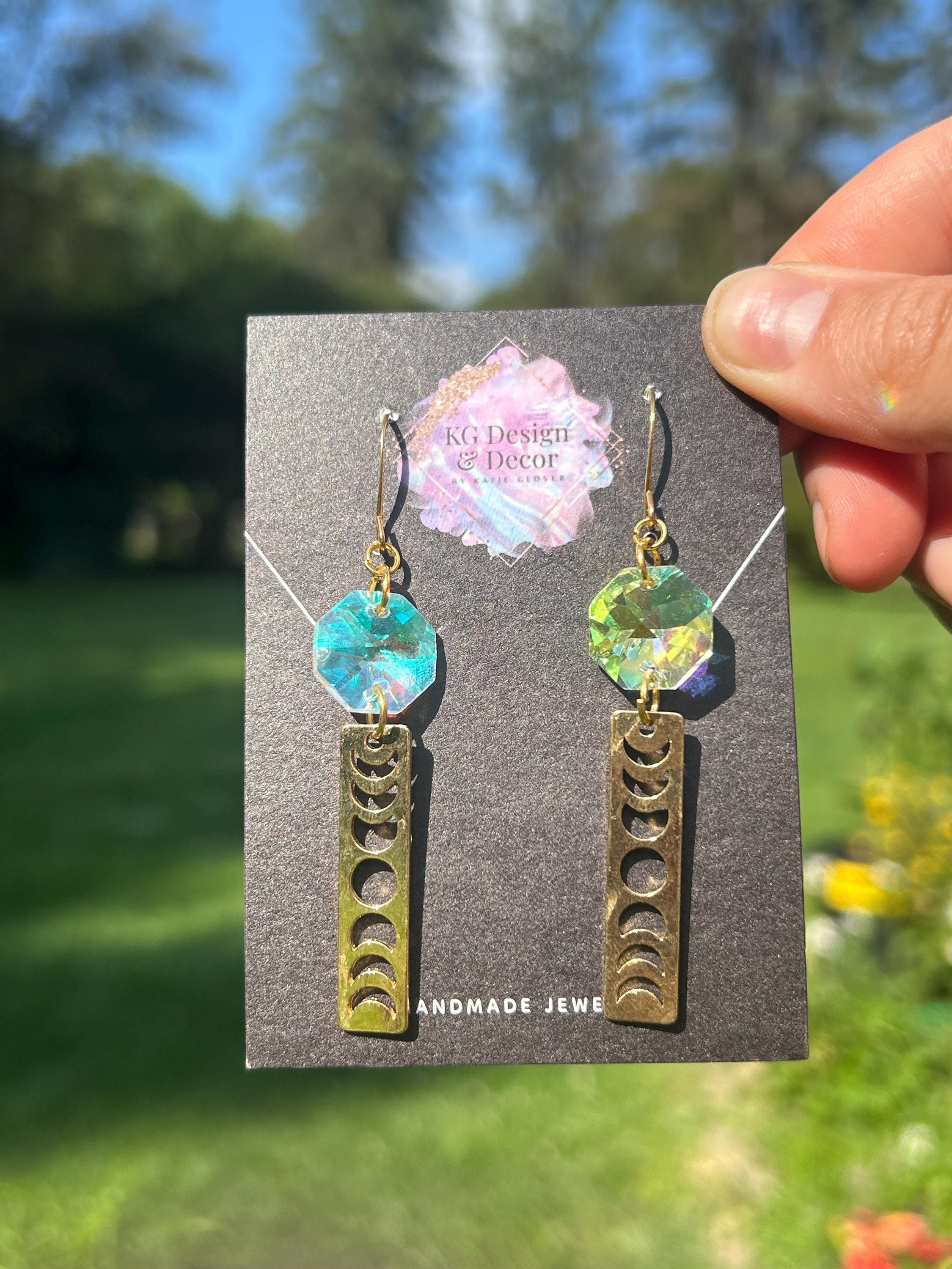 その他 Katie Buy Celestial Suncatcher Moon Phase Dangle Earrings-iridescent