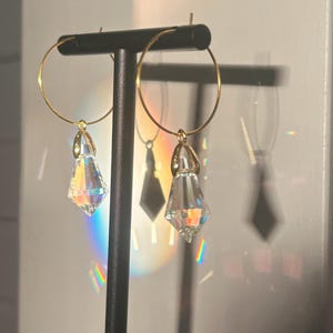 Sun catching Rainbow Prism Hoops-Icicle 25mm
