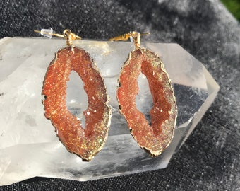 Geode Earrings Made With Resin- Copper