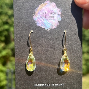 Sun catching Rainbow Prism Earrings-Teardrop Crystal