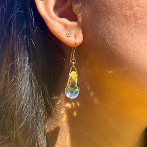 Sun catching Rainbow Prism Earrings- Teardrop Crystal (Large)