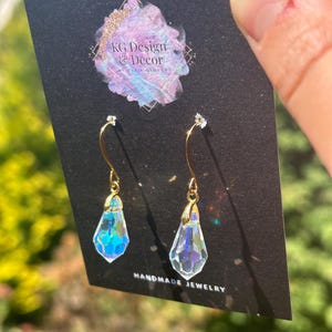 Sun catching Rainbow Prism Earrings- Rounded Teardrop Crystal