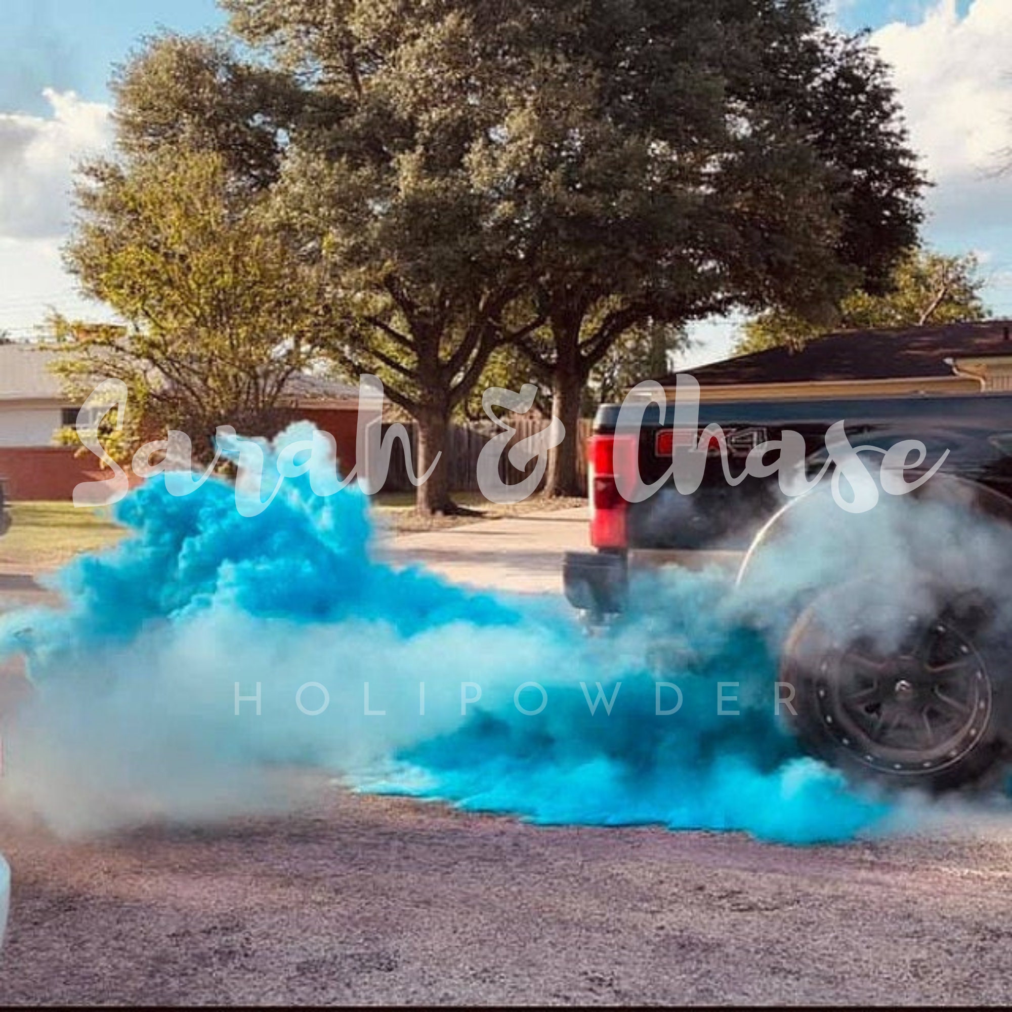 GENDER REVEAL BURNOUT With Colored Smoke Tires 