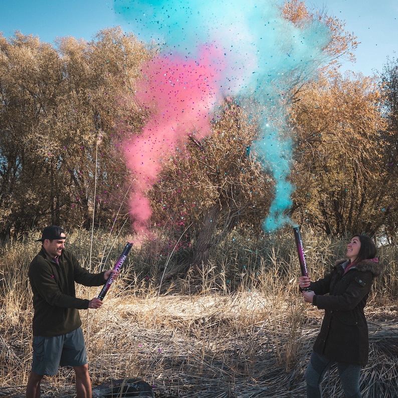 12 Confetti Cannon Gender Reveal Pink Blue Silver Etsy
