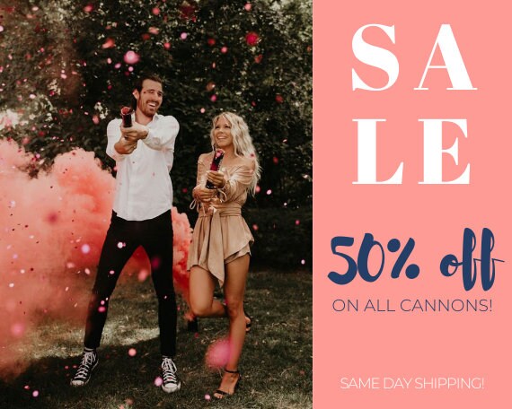 Gender Reveal Confetti Cannon 12", Same Day Shipping, Party Conf…