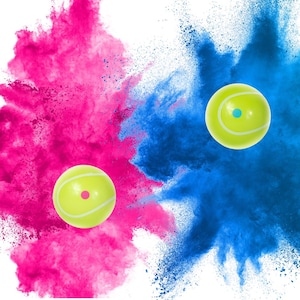 Gender Reveal Tennisbälle - ungiftiges Holi-Pulver in Pink und Blau für Babypartys und Feierlichkeiten