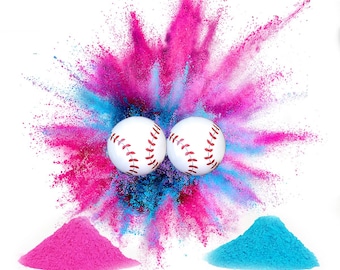 Gender Reveal Baseball! Gender Reveal Baseballs in Pink or Blue Filled w/ Powder and or Confetti Pair with Our Cannons! Handmade Baseball
