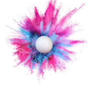 Golf ball Gender Reveal! Gender Reveal Golf balls with Tee filled with Blue, Pink Holi Color Powder