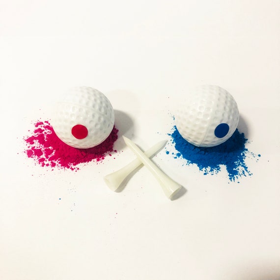 Gender Reveal Golf Balls – Pink & Blue Holi Powder, Baby Shower Celebration