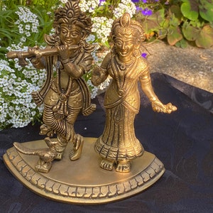Brass Krishna & Radha| Idol Hindu God Krishna| wedding gift| Deepawali Gift |