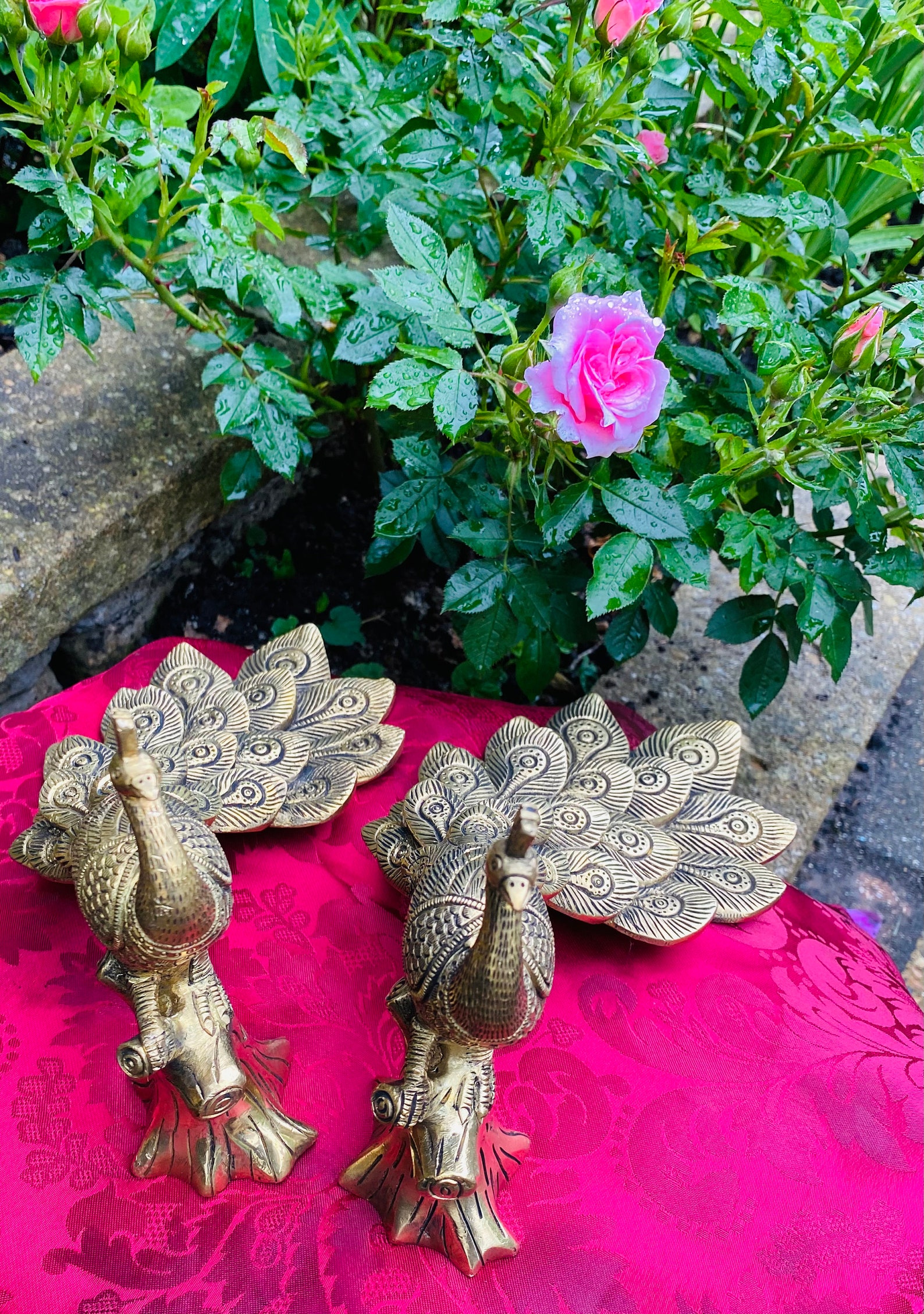 Brass Peacock Figurines Vintage Solid Brass Peacock Bird Etsy Singapore