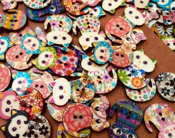 24 Wooden Cat Buttons| Cat Face |30*. 20mmKitten Buttons |Baby Cardigans -Buttons