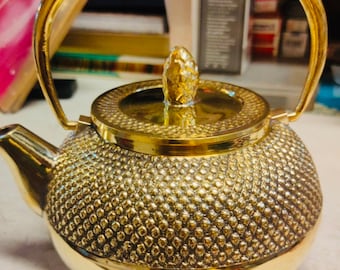 Tea Set Four Cup and Saucers | Brass Tea cup Set | Authentic Tea Serving Set |Hand Engraved Polished &Etched |Kitchen Decor| Vintage tea set