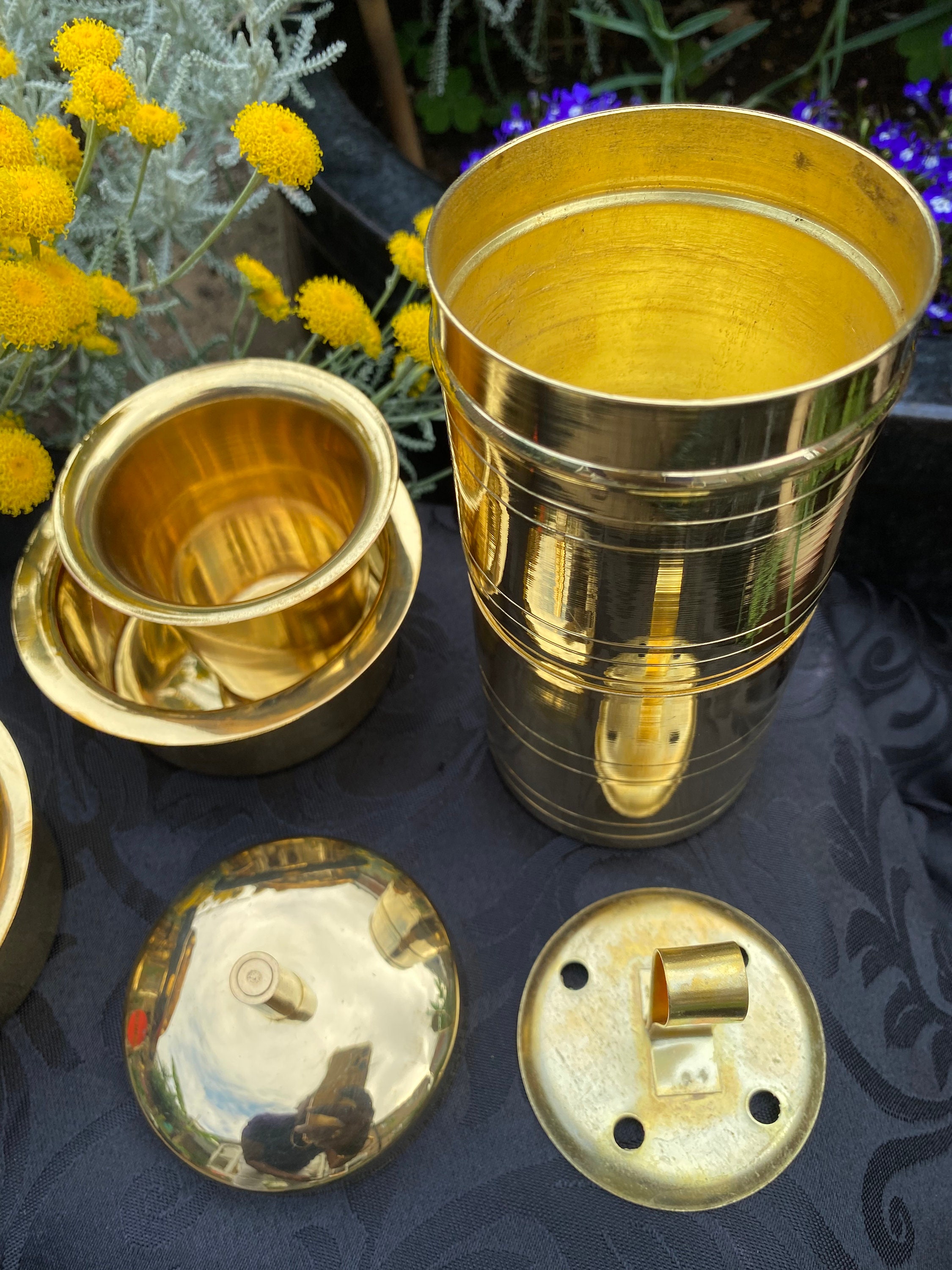 Kumberkonam Traditional Brass Coffee Filter|  2 Davara Set | Southindian Brass Coffee Filter| Indian Traditional Coffee Making Set