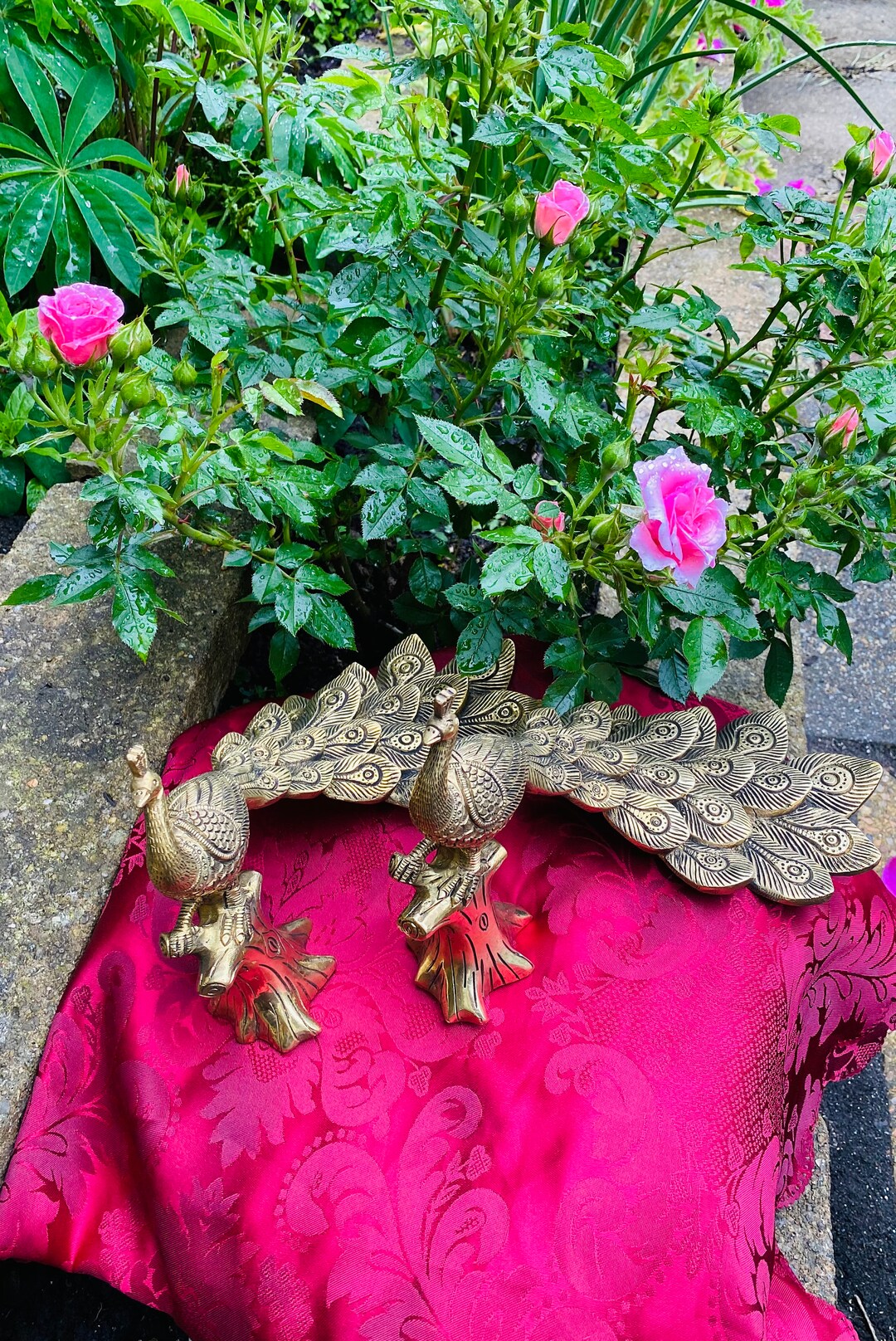 Brass Peacock Figurines Vintage Solid Brass Peacock Bird Statue Home