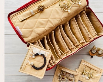 Jewellery pouch | Travel jewelry case| Bridesmaids Gift | Necklace case