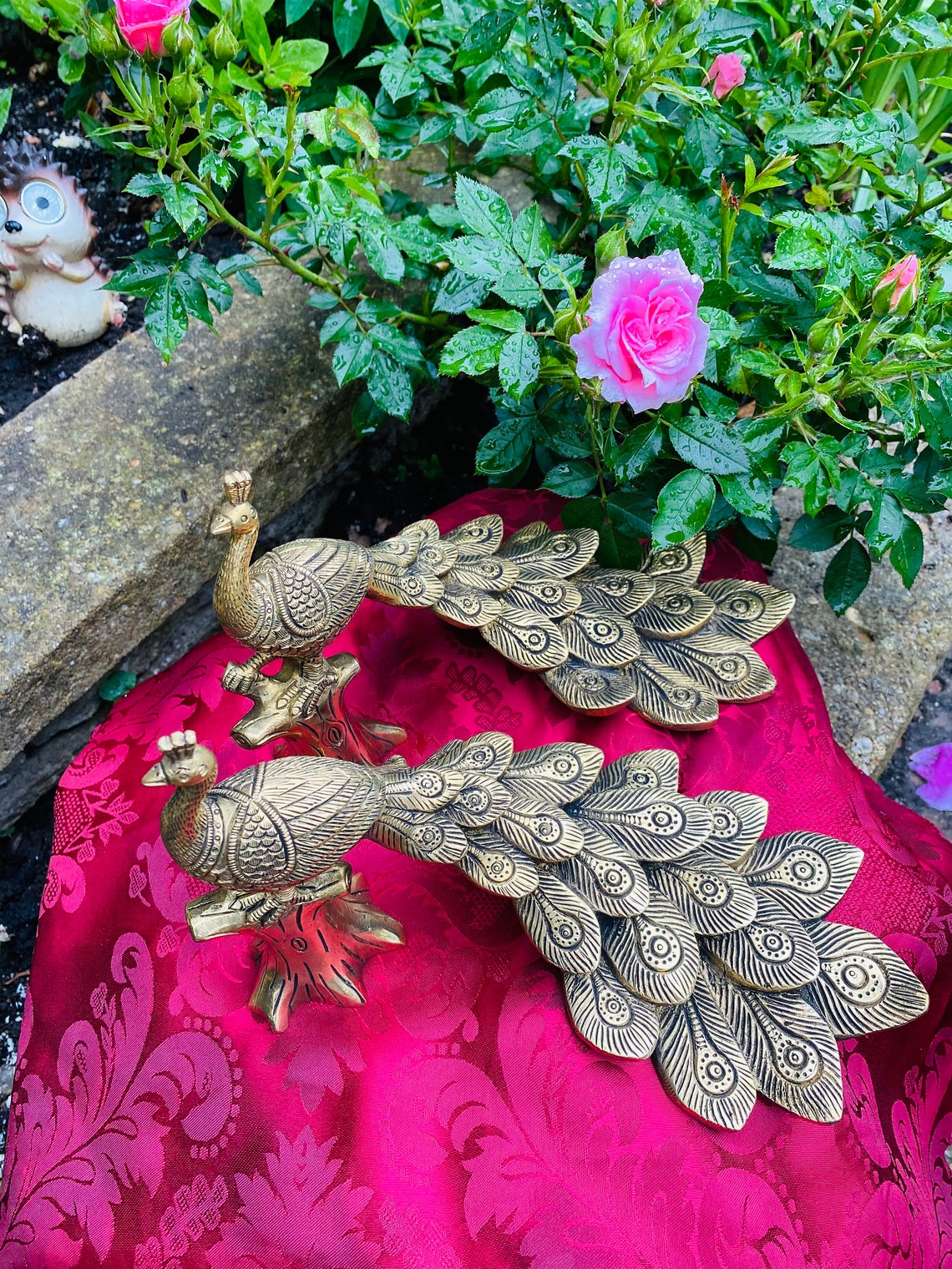 Brass Peacock Figurines Vintage Solid Brass Peacock Bird Etsy UK