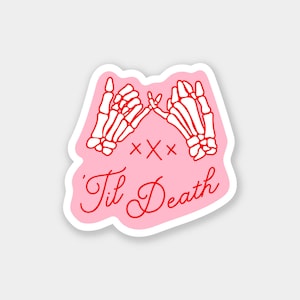 Pink 'Til Death Sticker - Bridesmaid Proposal - Will You Be My - Spooky Gothic Halloween Wedding - Bridal Party - Groomsman Gift - Engaged