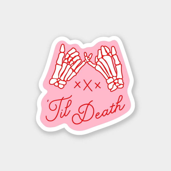 Pinker 'Til Death' Sticker: Gruseliges Halloween Gastgeschenk