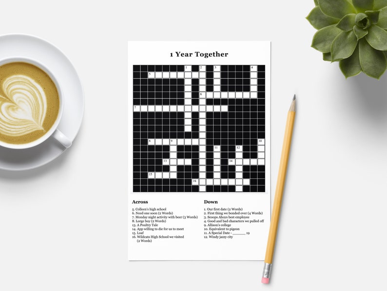 Printable Custom Crossword Puzzle | Etsy UK