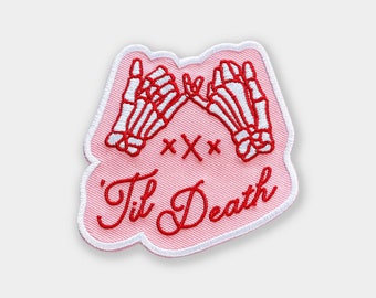 Pink 'Til Death Patch - Bridesmaid Proposal - Will You Be My - Spooky Gothic Halloween Wedding - Bridal Party - Groomsman Gift - Engaged