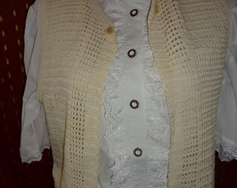 Vest*Vintage*beige*38*Crochet*Hippie*