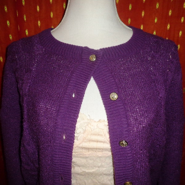 lila*vintage*Jacke*Strick*40*