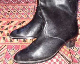 Stiefel*Vintage*schwarz*Leder*6*39*