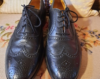 Scarpe*Vintage*Oxford*Lacci*7.5*41*nere*Gravati