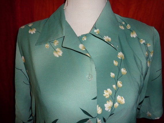 Blluse*Vintage*mint*blau*türkis*flowers*M*