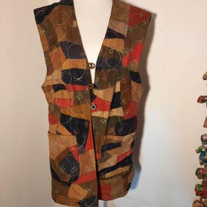 Weste*Vintage*Patchwork*obersized*Leder