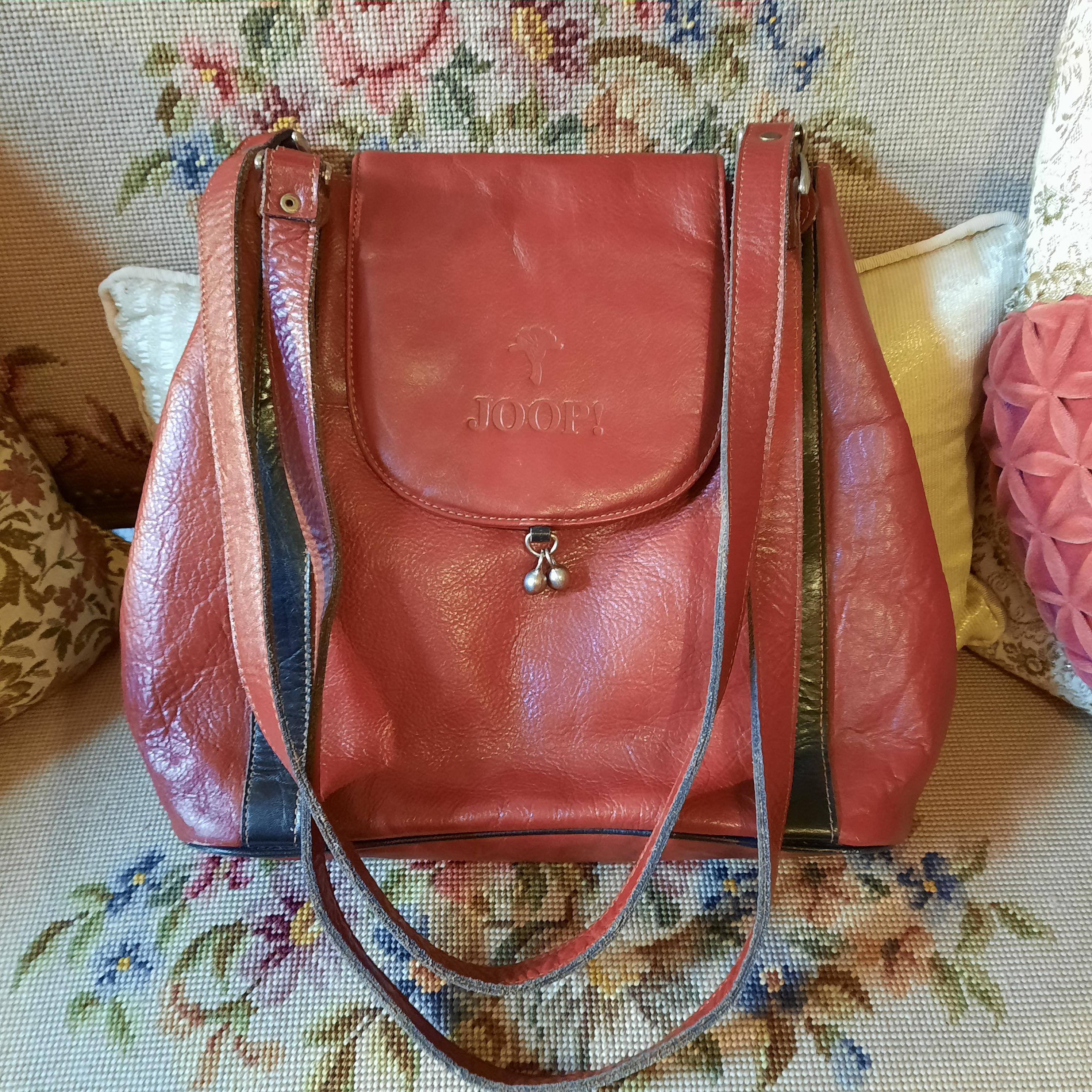 Bag*joop*vintage*leather*red*black*bag*80s*eighties