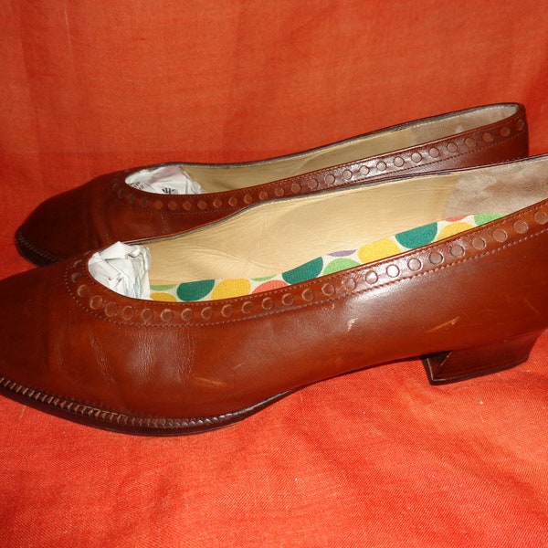 Zapatos*Vintage*Cuero*marrón*6.5*39*40*