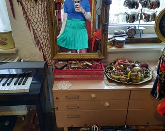 Skirt*Vintage*green*pleated skirt*38*40*mini skirt