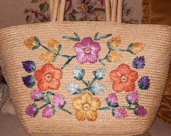 Tasche*Vintage*Bast*floral*